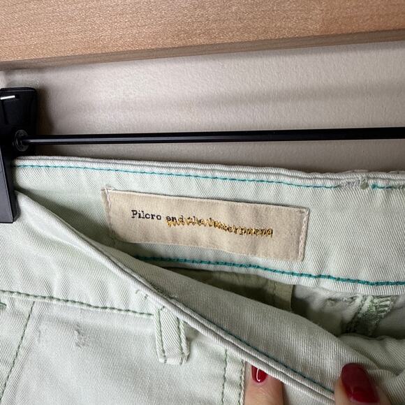 Anthropologie Pilcro Hyphen Distressed Chinos Size 25 Mint Mid Rise Relaxed Boho - Picture 9 of 11
